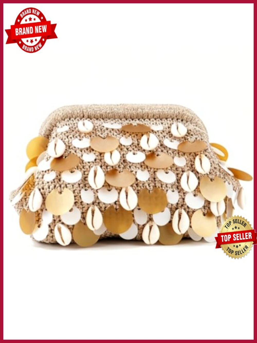 Shell Beaded Purse Handwoven Crochet Bag Sequin Evening Clutch